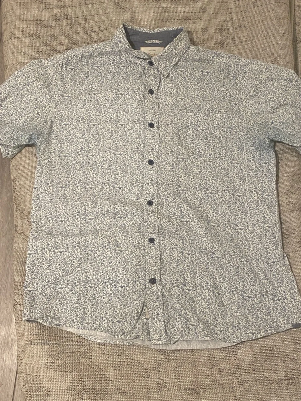 NWOT Weatherproof Men's Short-Sleeve Micro Floral Button-Down Shirt - Blue - Picture 1 of 3